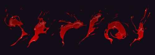 Blood splash animation, cartoon sprite sheet of red liquid swirls dynamic motion. Sequence frame for game, bloody or paint explosion, burst, boom fx effect, storyboard, Vector illustration , set