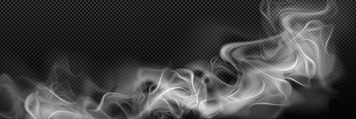 Smoke cloud png isolated on transparent . Realistic vector illustration of poisonous nicotine smog from smoldering cigarette or fire. White steam, mist. Hypnotizing magic haze, evaporation