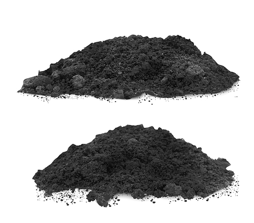 Pile of soil, dirt heap graphic element for agriculture, gardening, farm, nature environment design isolated on white . Compost or fertilizer Realistic 3d vector illustration, clip art