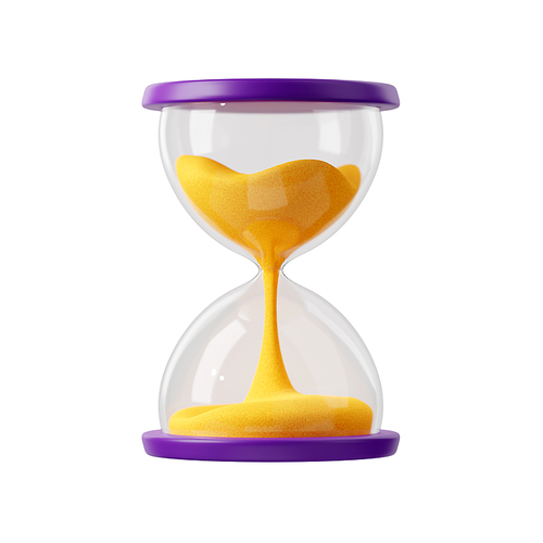 3D illustration of sand clock isolated on white background. Symbol of time countdown until deadline. Business planning and management concept. History hourglass. Website or mobile app icon design