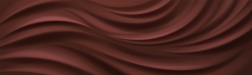 Realistic frozen chocolate texture background with swirl. Horizontal pudding twist illustration. Dark milk choco vortex wave mousse, liquid chocolate texture, yoghurt.. Abstract creamy pattern design of beverage.