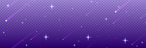 Shining night starry sky png, dark space background with stars. Stars or stardust in deep universe, galaxy. Vector Illustration isolated on transparent background.