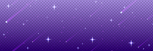 Shining night starry sky png, dark space background with stars. Stars or stardust in deep universe, galaxy. Vector Illustration isolated on transparent background.