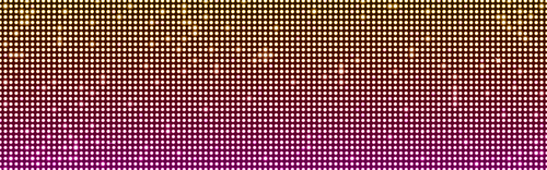 Realistic LED screen texture pattern. Vector illustration of large LCD display with glowing neon yellow and pink dot lights background. Panel with color pixel effect, digital board, television monitor