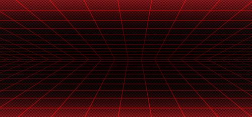 Vaporwave red laser grid angle on black background. Vector illustration of abstract mesh pattern. Retro futuristic 80s sci fi matrix landscape. Classic cyberspace poster, security system simulation
