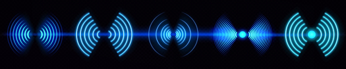 3d wifi signal neon light effect symbol vector. Wave radar sensor for wireless technology. abstract sound scan glow icon. Internet router network spot blue graphic design. Concentric sonar button