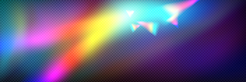 Rainbow prism light crystal glass overlay texture. Hologram flare with sparkle and iridescent glare magic effect. Holographic refraction filter on transparent background. Blur abstract halo sunlight