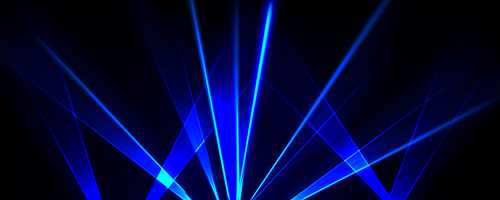 Blue laser show light beam effect for disco party vector background. Nightclub abstract bright ray with sparkle, blink and glow border. Entertainment arena festival or concert lighten texture