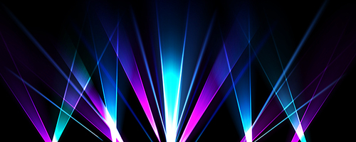 Party laser show light effect for disco dance club vector background. Nightclub abstract iridescent color neon ray with glow. Nightlife celebration illustration for pub festival entertainment