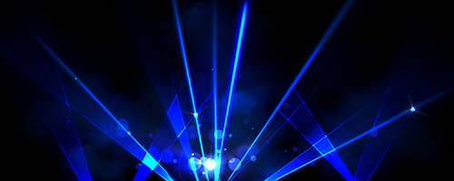 Blue laser show light beam effect for disco party vector background. Nightclub abstract bright ray with smoke, sparkle, blink and glow border. Entertainment arena festival or concert lighten texture