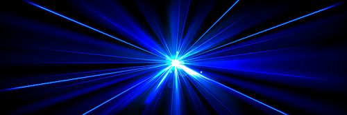 3d blue light party laser effect on disco concert show in nightclub. Magic beam neon glow celebration design. Led lazer glare on discotheque performance illustration. Abstract illuminated star burst