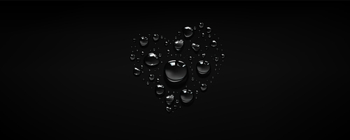 Heart rain water drop bubble vector background. Glass surface with realistic clear condensation love shape 3d effect. Dark spray abstract raindrop illustration with tear blob. Rainy liquid aqua design