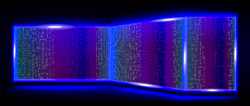 Led light screen concert or show background. Board wall stage with monitor glow tv pixel texture pattern. Digital television technology lcd projection studio for cinema or disco club performance.