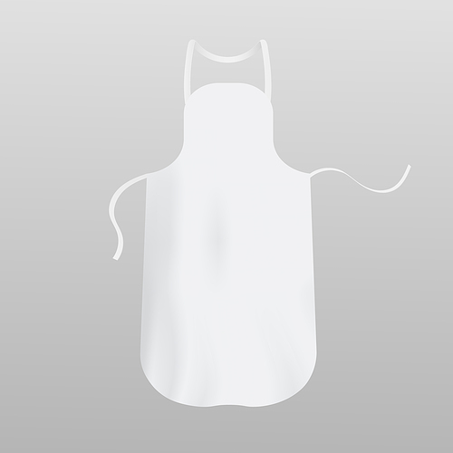 White textile chef apron - realistic mockup of clothing item with blank copy space for branding. Vector illustration of uniform garment mock up template.