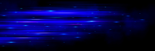 Blue speed line flare effect, horizontal streak beam glow. Neon laser motion ray with blur and glare. Abstract dark digital technology fast movement. Special shiny stripe with stream sparkle