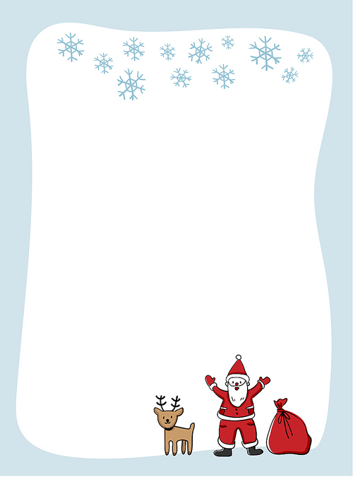 크리스마스: 산타와 루돌프가 있는 프레임 디자인