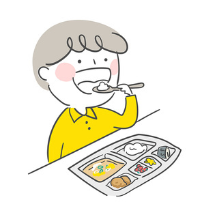 급식을 먹고 있는 아이