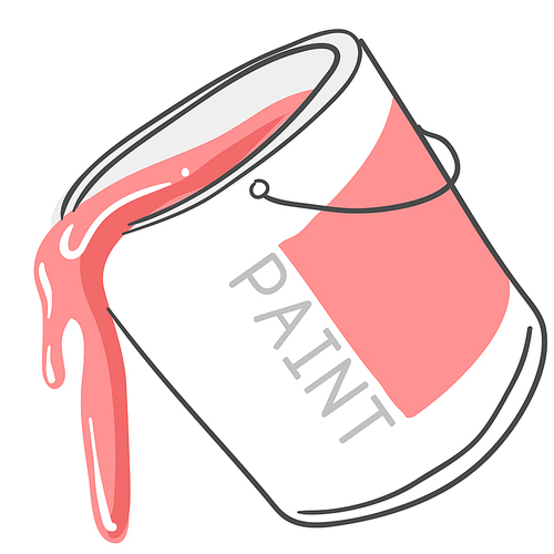 페인트가 흐르는 페인트통 분홍