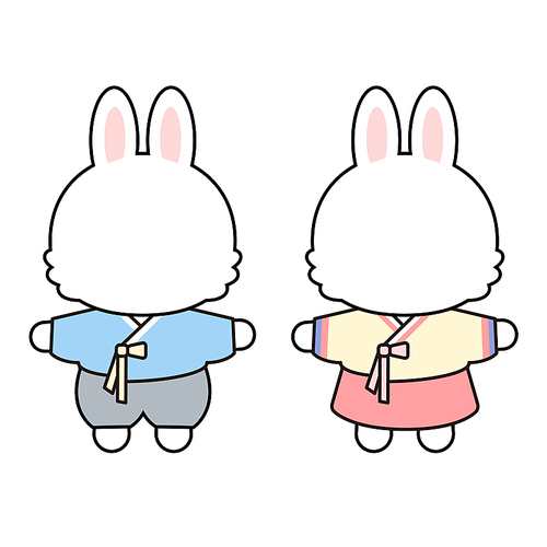 한복을 입은 토끼 얼굴합성용 캐릭터 2