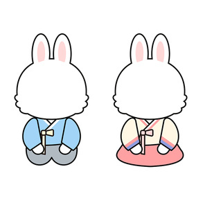한복을 입은 토끼 얼굴합성용 캐릭터 1