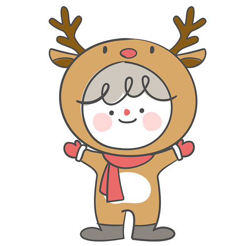 크리스마스 사슴 의상을 입은 아이
