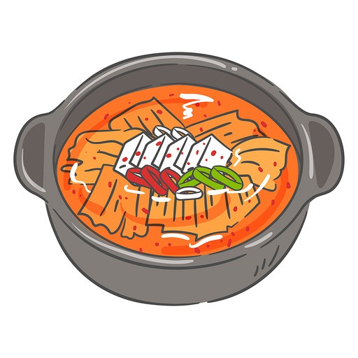 뚝배기에 담긴 김치찌개 일러스트