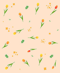주황색 튤립 패턴 배경