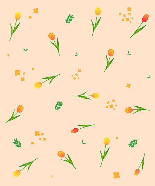 주황색 튤립 패턴 배경