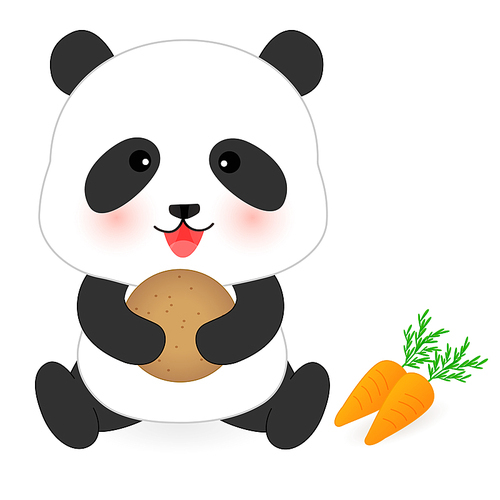 워토우를 먹고 있는 귀여운 팬더 캐릭터