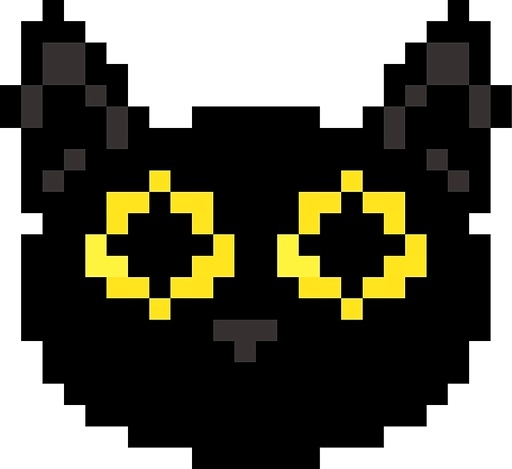노란 눈의 검은고양이 픽셀아트 아이콘 이미지 black cat with yellow eyes pixel art icon
