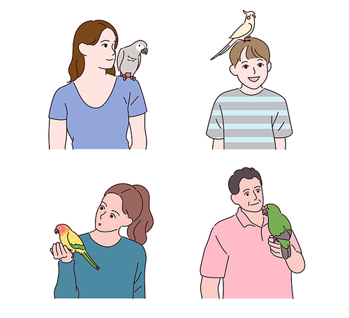 앵무새를 키우는 사람들.