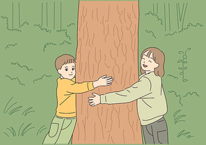 나무를 안아주는 아이들