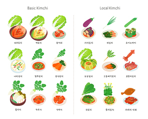 한국의 다양한김치. 기본 김치와 지역별 김치