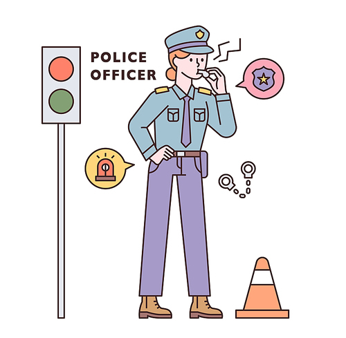 경찰관 캐릭터와 아이콘 모음.