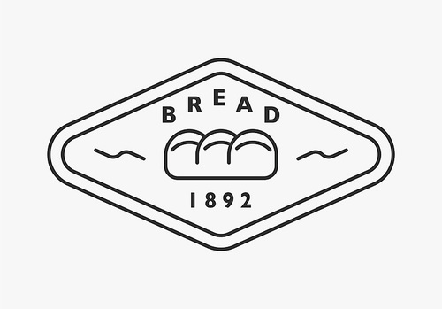 식빵그림이있는 베이커리 블랙 라인 일러스트 로고.