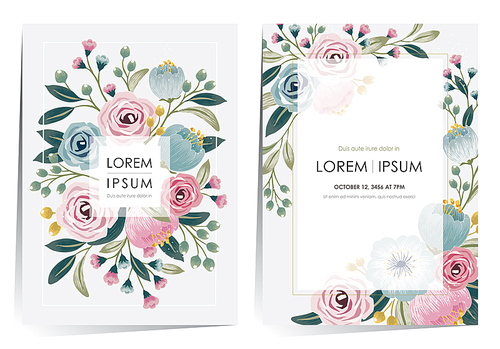 Vector illustration of a frame set decorated with flowers