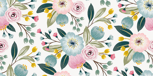 Vector illustration of seamless pattern in spring