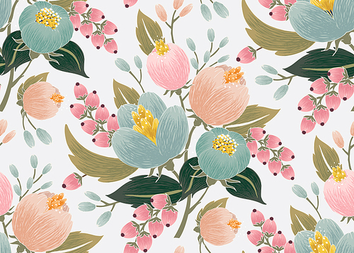 Vector illustration of seamless pattern in spring
