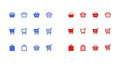장바구니 카트 쇼핑 단색 배색 아이콘 디자인