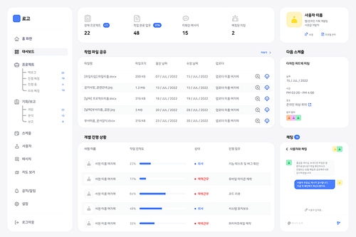 기업 회사 홈페이지 플랫폼  폼 버튼 대시보드 UI 디자인 소스