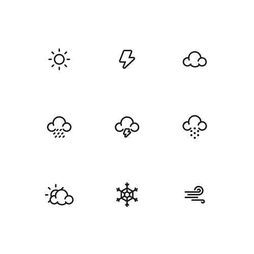 날씨 해 구름 눈 비 맑음 흐림 바람 아이콘 디자인
