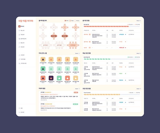 식당 스태프 점원 관리 플랫폼 웹사이트 홈페이지 디자인
