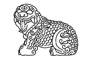 해태. 벡터 라인아트 일러스트.