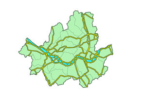 주요 도로가 포함된 서울 지도. 벡터 일러스트.