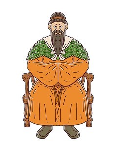 개천절, 단군왕검 벡터 일러스트.