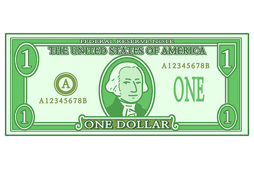 미국 1 달러 지폐. 벡터 일러스트.