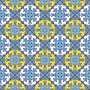 Portuguese azulejo tiles. Blue and white gorgeous seamless patterns. For scrapbooking, wallpaper, cases for smartphones, web background, , surface texture, pillows, towels, linens bags T-shirts