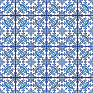 Portuguese azulejo tiles. Blue and white gorgeous seamless patterns. For scrapbooking, wallpaper, cases for smartphones, web background, , surface texture, pillows, towels, linens bags T-shirts