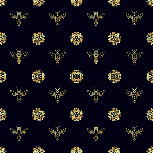 seamless pattern with insect. bee texture for corporate identity, packaging luxury brand product, -cosmetic, soap, medical product and honey. style thin line. decor for smartphone surface design