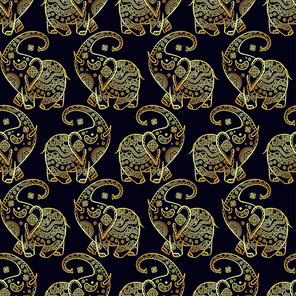 Gold elephant seamless pattern. Texture for scrapbooking, wrapping paper, textiles, home decor, skins smartphones, website, web page, textile wallpapers, surface design, fashion, wallpaper